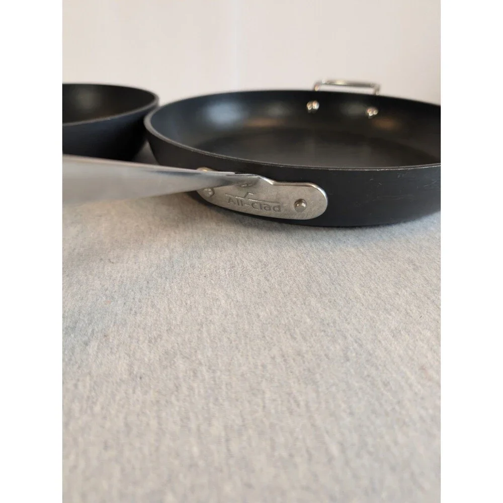 All-Clad 3-Piece Nonstick Frying Pan Set Black w Stainless Handles Electric/Gas